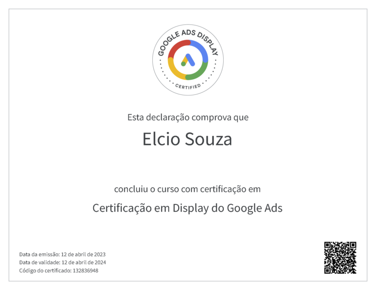 Certificação Google Ads em Rede de Display