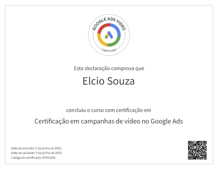 Certificação Google Ads em Vídeo